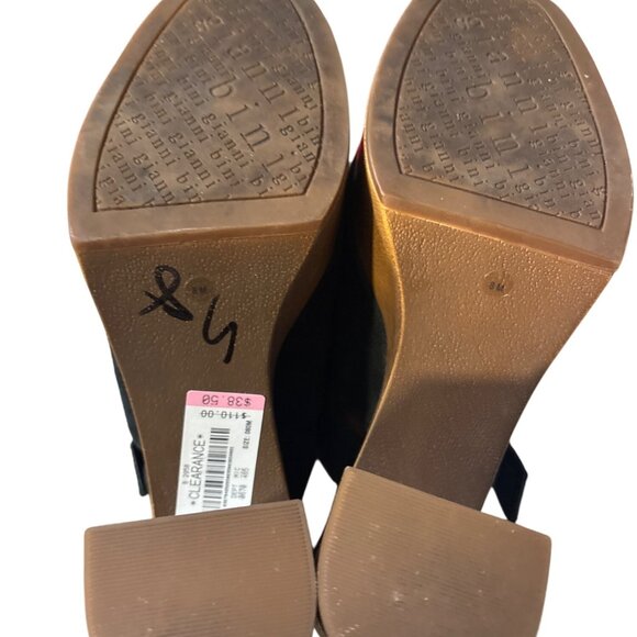 Gianni Bini Sotelo Black Suede Platform Wooden Heel Mules 8M Made In Brazil - Picture 6 of 7